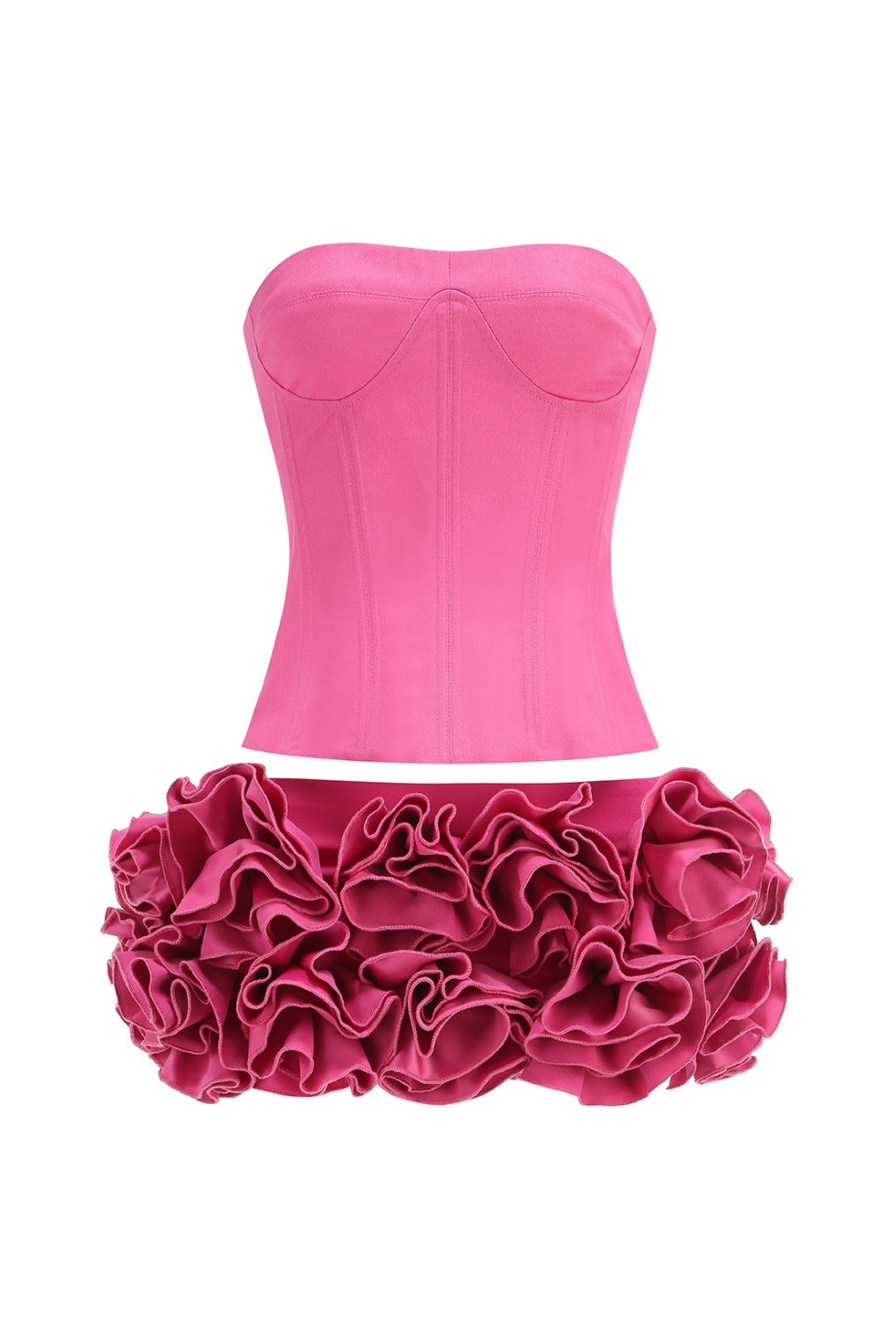Flowering Girl Women Clegg Pink Corset Flower Two-Piece Set