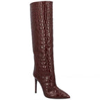 Flowering Girl Women Snake-print high-heeled pointed-toe straight-leg boots