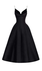 Flowering Girl Women patchwork midi dress in black