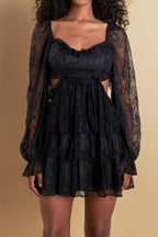 Flowering Girl Women Premium Cut-Out Lace Mini Dress