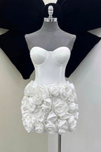 Lily Flower Mini Dress In White
