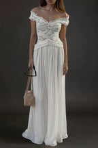 New Winter Style Sheer V-Neck Lace-Trimmed Maxi Dress