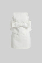 vicky white Strapless Mini Dress With Oversized Bow Waist