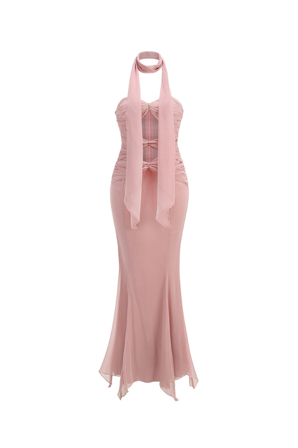 Flowering Girl Women Tulle Sleeveless Mermaid Maxi Dresses In Pink