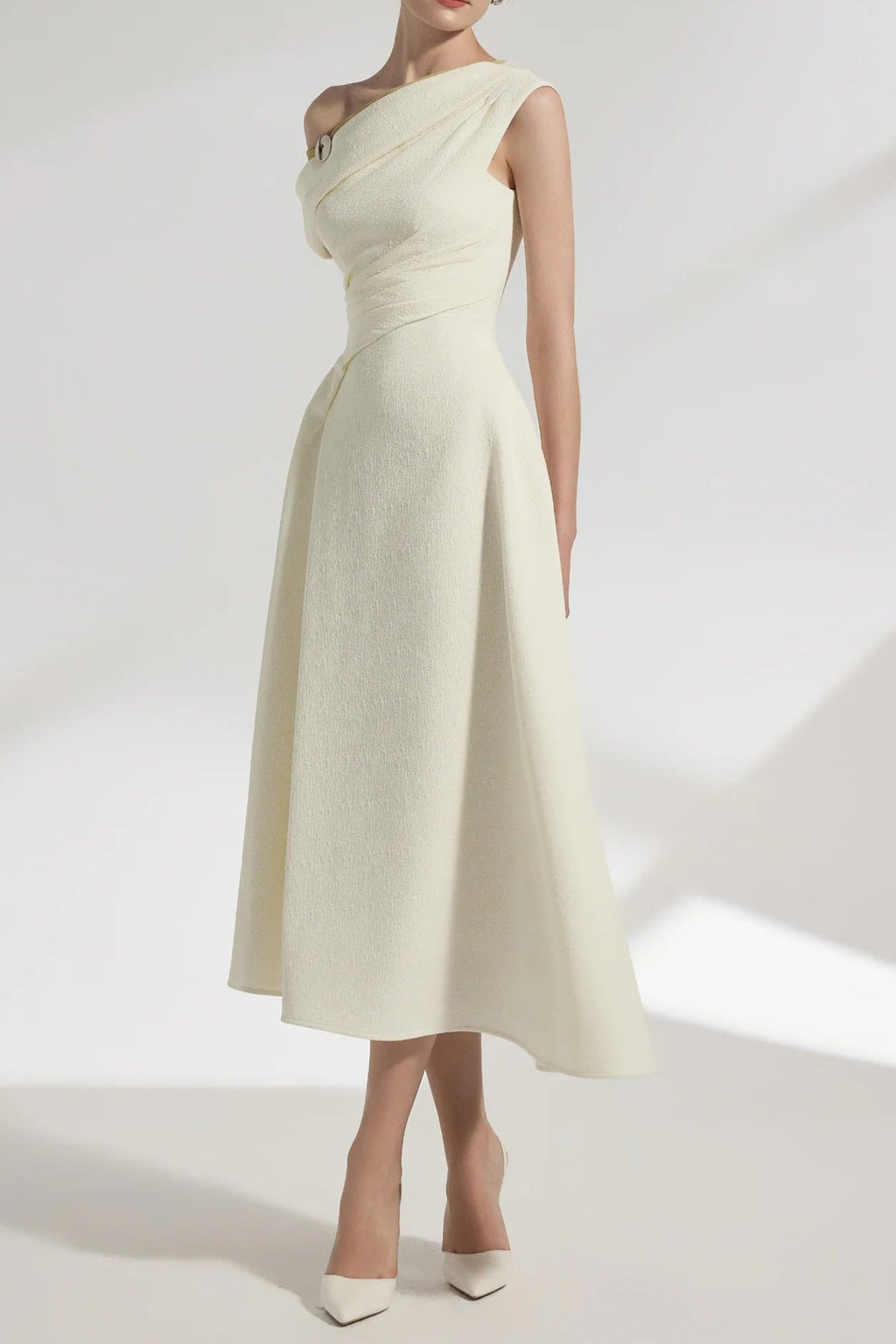 Flowering Girl Women Lucy One-Shoulder a-Line Midi Dress In White