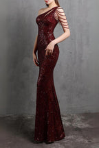 Flowering Girl Women Red Cutout Sequin Maxi Dress