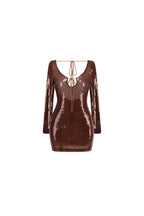 Flowering Girl Women Sequin Bandage Mini Dress In Bronze