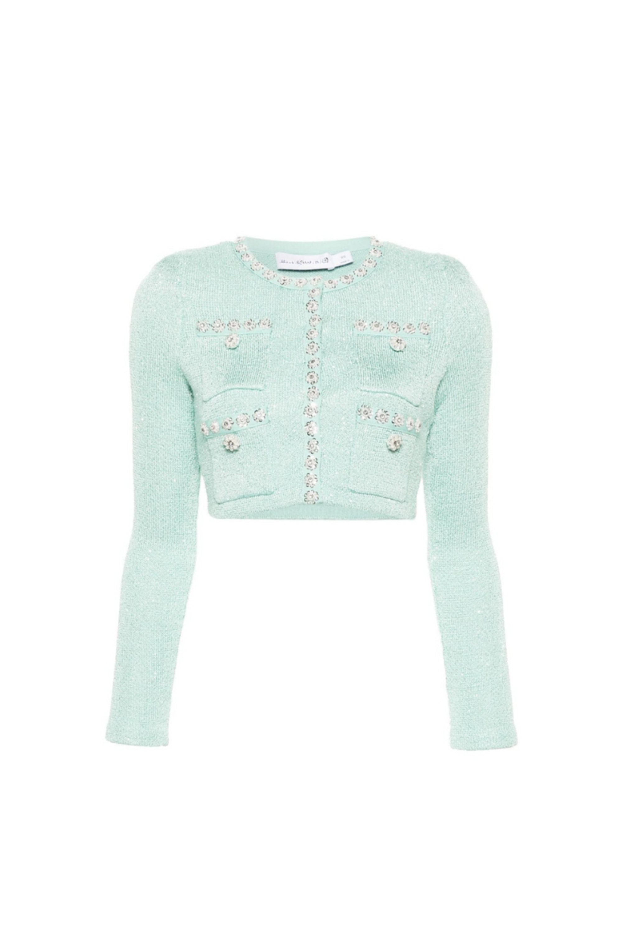 Flowering Girl Women Mint Sequin Knit Cardigan