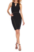 Flowering Girl Women Embellished Bandage Midi Dresses In Black