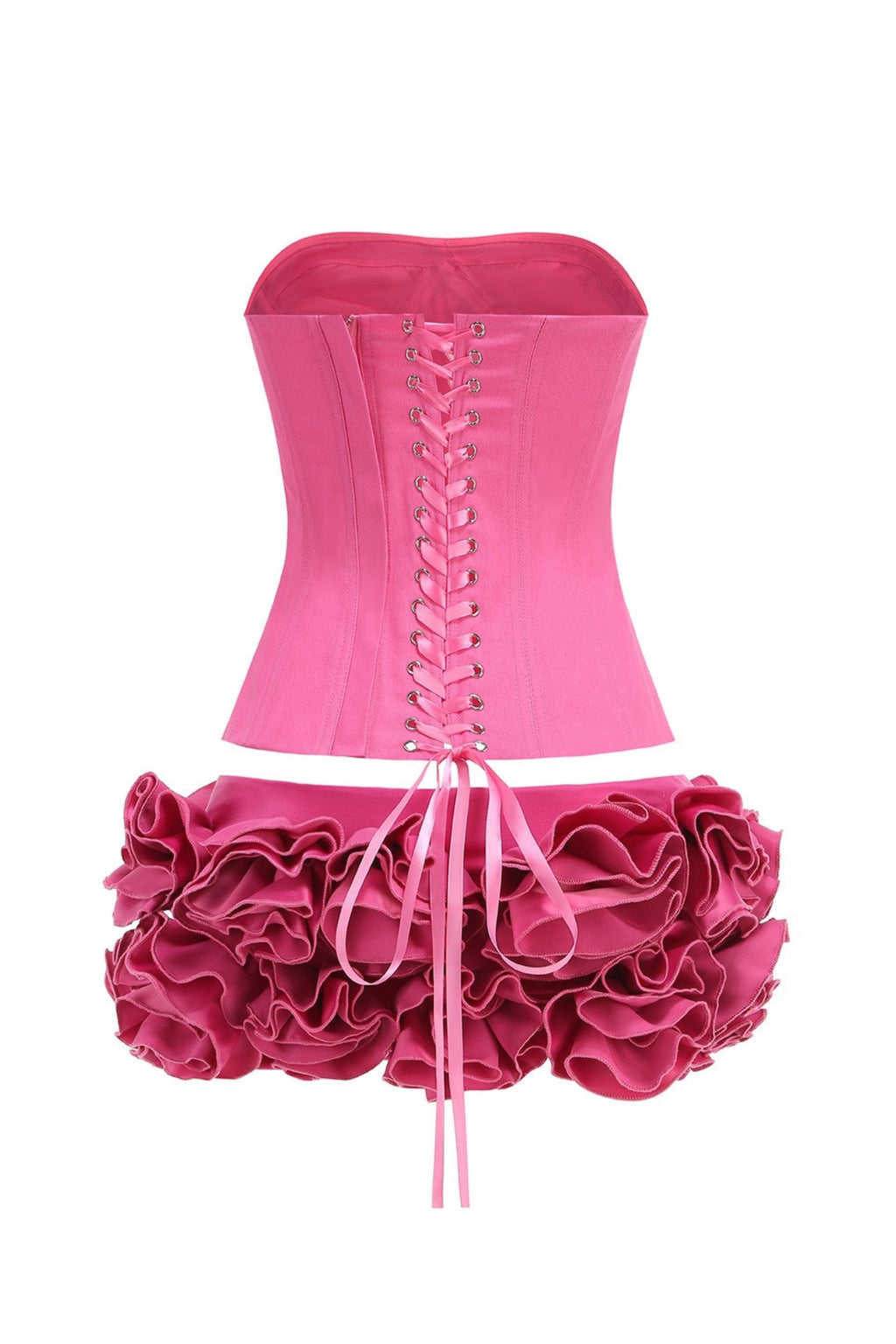 Flowering Girl Women Clegg Pink Corset Flower Two-Piece Set