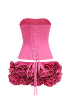Flowering Girl Women Clegg Pink Corset Flower Two-Piece Set