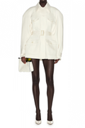 Flowering Girl Women Collared Long Sleeve Belted Cargo Pocket Mini Field Jacket