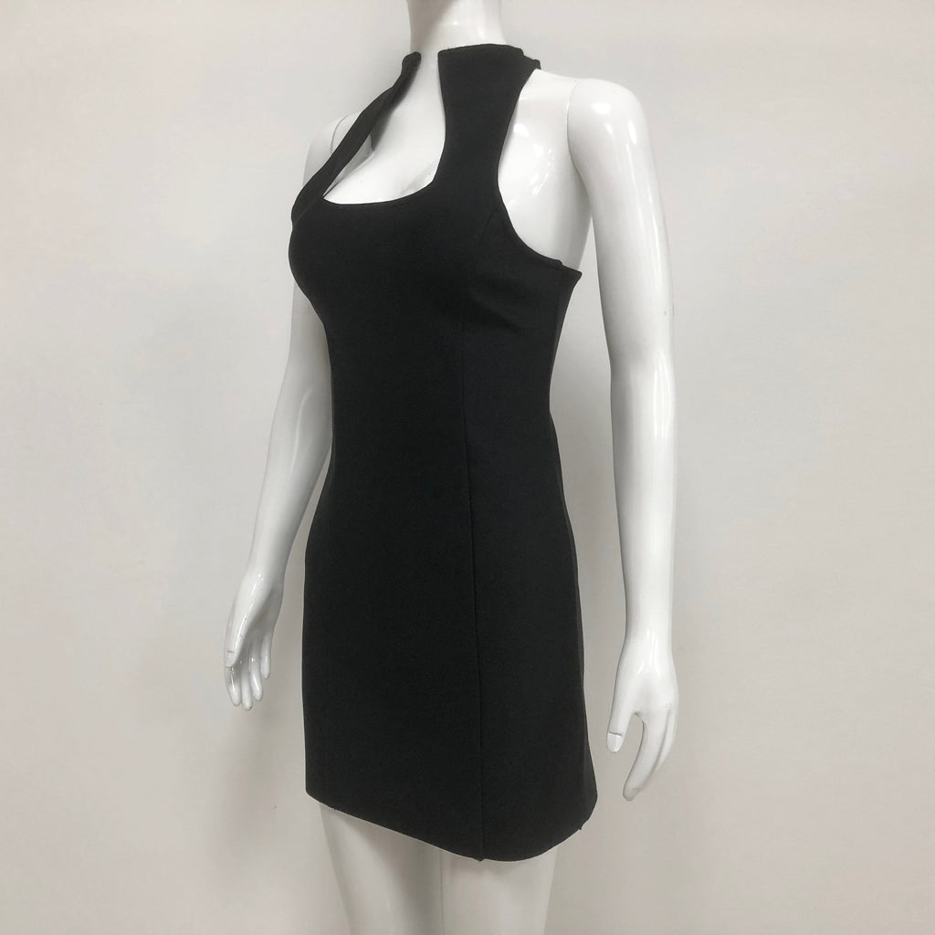Flowering Girl Women Sleeveless collarless bandage mini dress in black