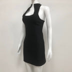 Flowering Girl Women Sleeveless collarless bandage mini dress in black
