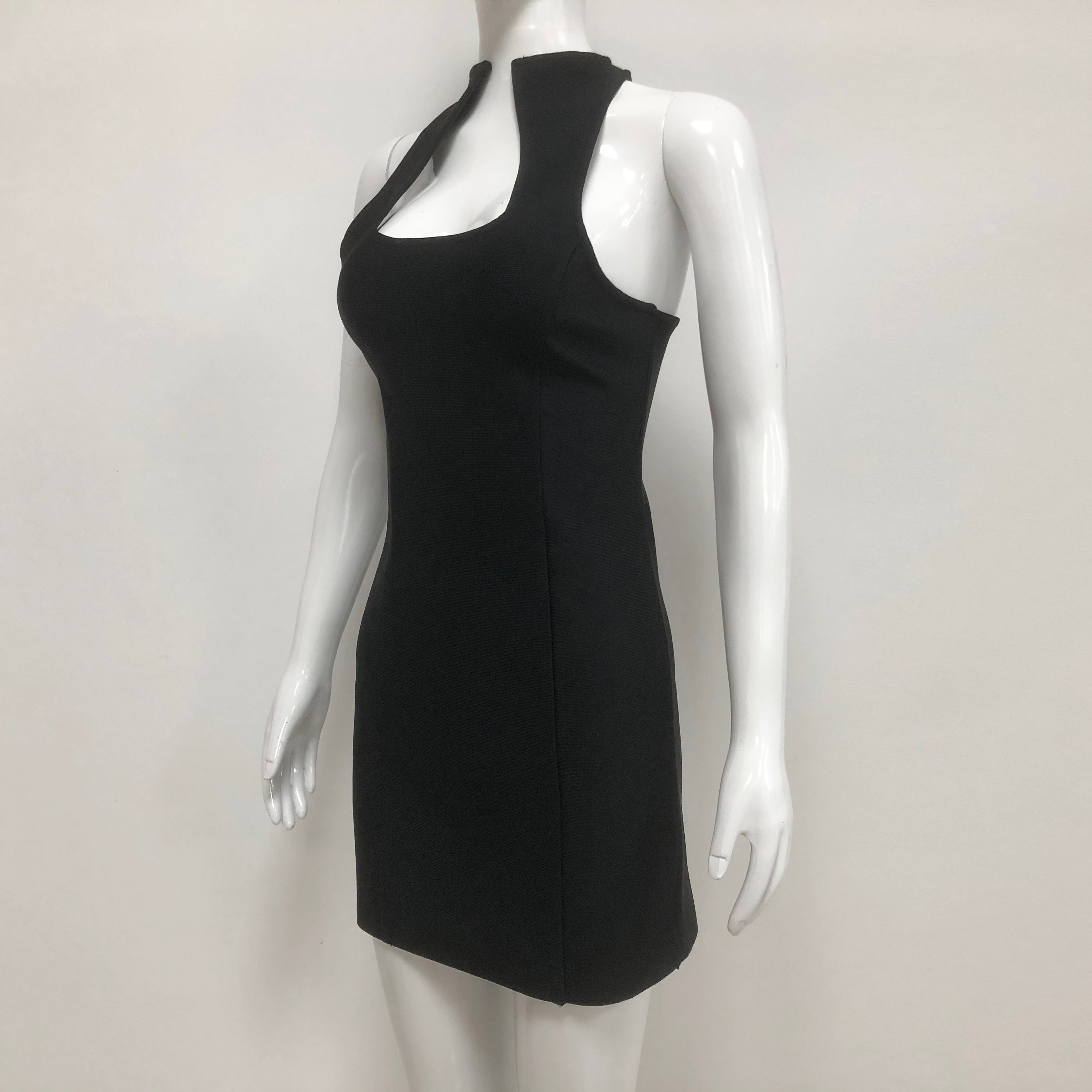 Flowering Girl Women Sleeveless collarless bandage mini dress in black