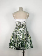 Flowering Girl Women A-Line Straight Across Neck Twisted Woven Mini Dress