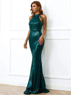 Geometric Sequin Chain Mermaid Prom Dress