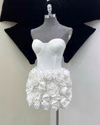 Lily Flower Mini Dress In White