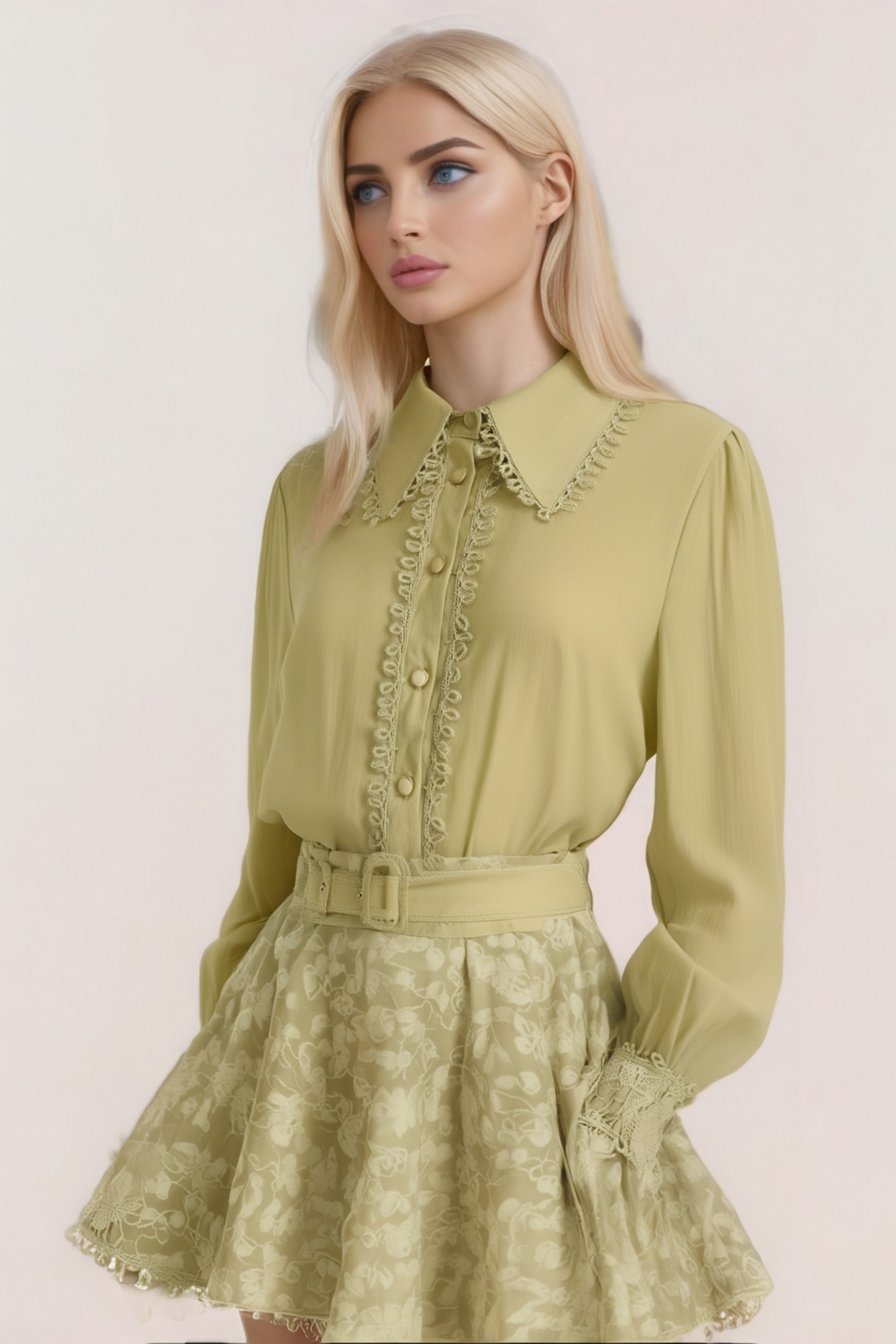 Flowering Girl Women Hélène Floral Embroidered Shirt & Skirt Matching Set