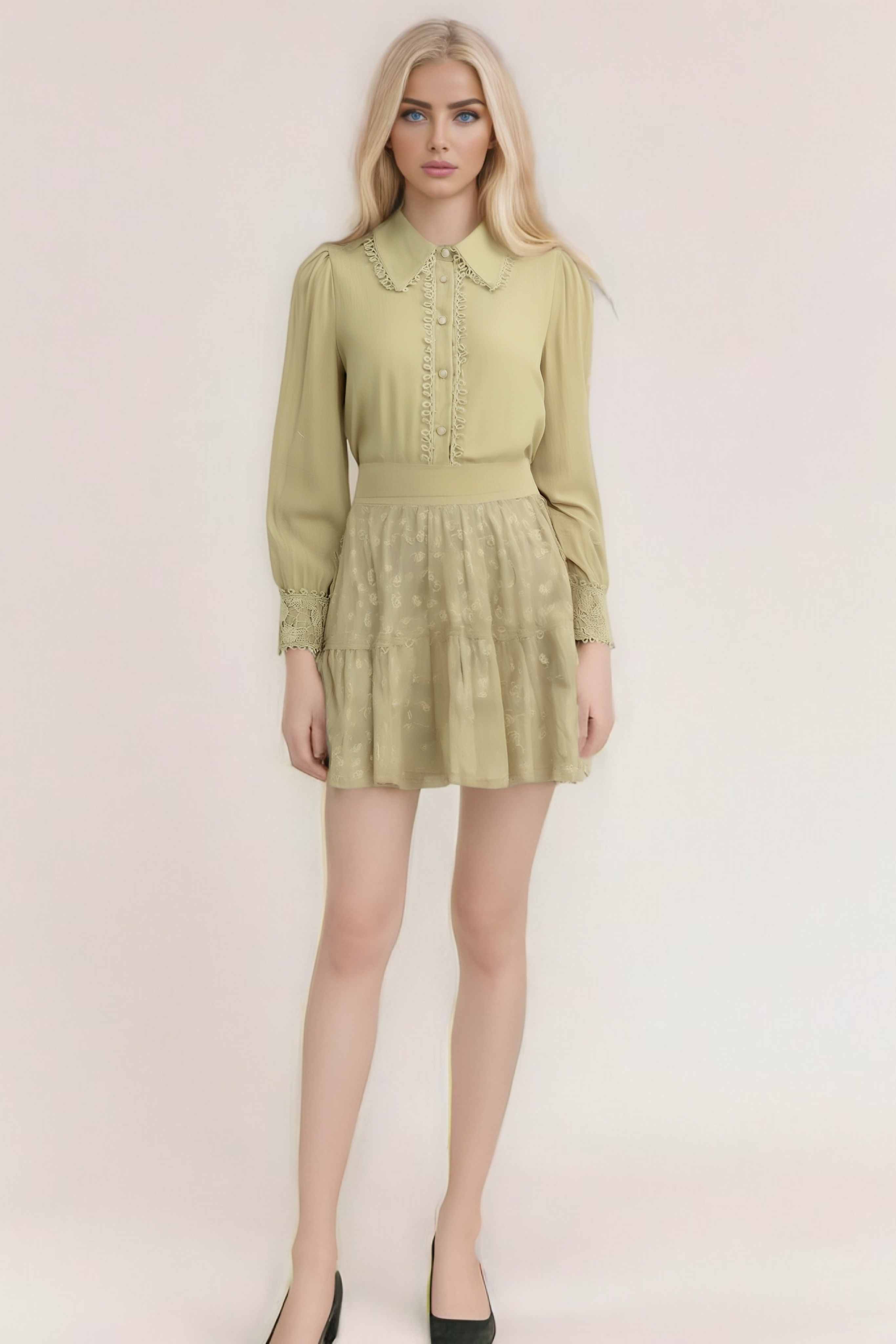 Flowering Girl Women Hélène Floral Embroidered Shirt & Skirt Matching Set