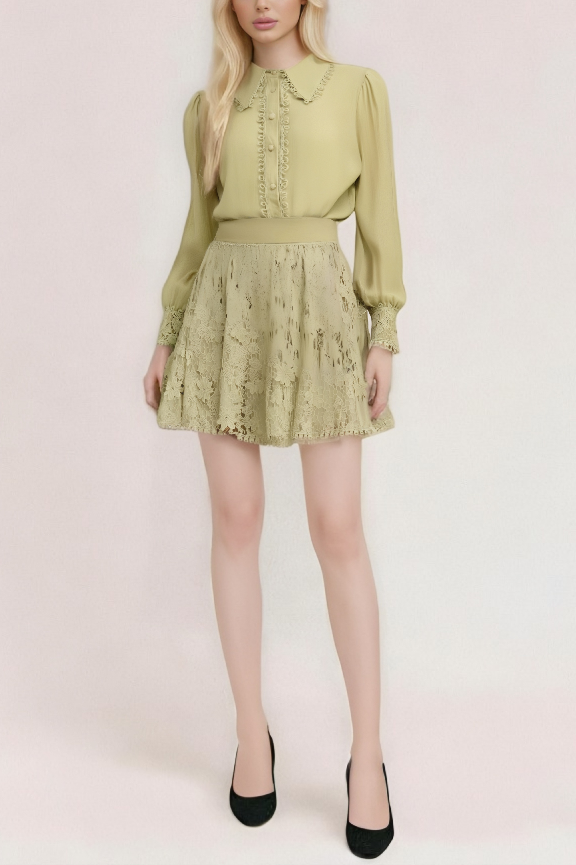 Flowering Girl Women Hélène Floral Embroidered Shirt & Skirt Matching Set