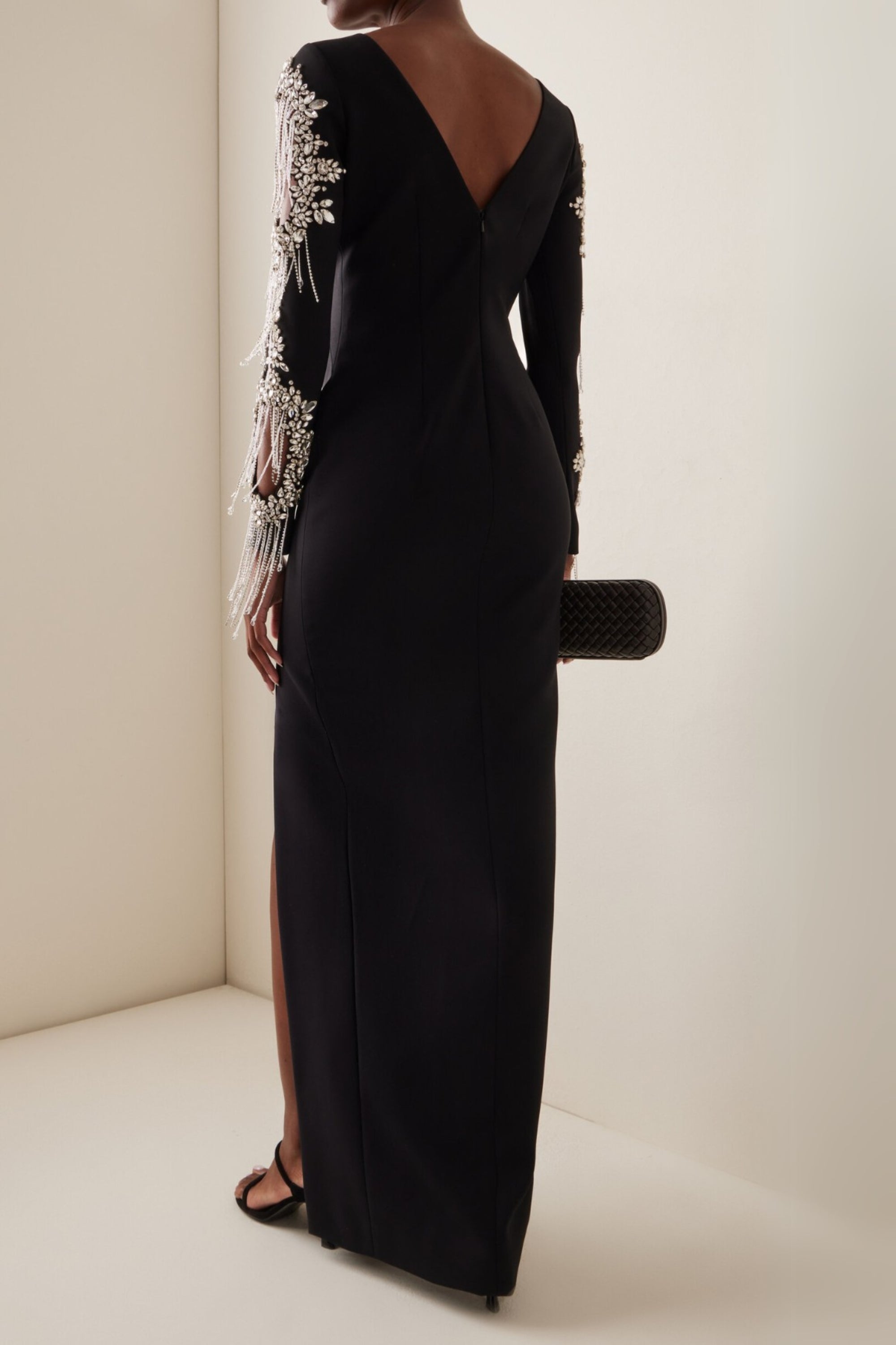 Flowering Girl Women Crystal-Embellished Crepe Gown In Black