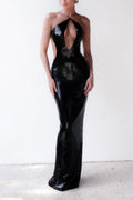 Flowering Girl Women Glitter Cutout Maxi Dress In Black