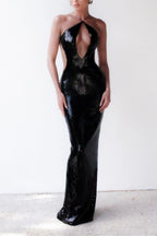 Flowering Girl Women Glitter Cutout Maxi Dress In Black