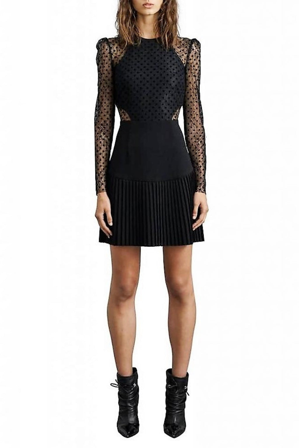 Flowering Girl Women Gabriella Spot Lace Mini Dress - Black