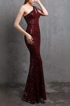 Flowering Girl Women Red Cutout Sequin Maxi Dress