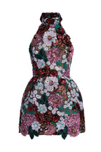 Violet open-back embroidered mini dress