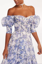 Blue Hydrangea Maxi Princess Dress