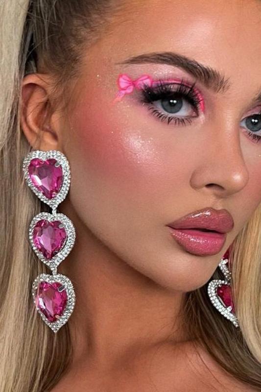 Flowering Girl Women Heart Shaped Exaggerated Drop Earrings