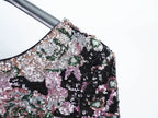Flowering Girl Women dusty rose multi sequin floral print mini dress