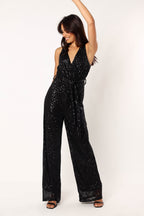 Flowering Girl Women Katherine Sequin Jumpsuit – Black