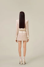 Flowering Girl Women Carlin patchwork Tweed Jacket in pink