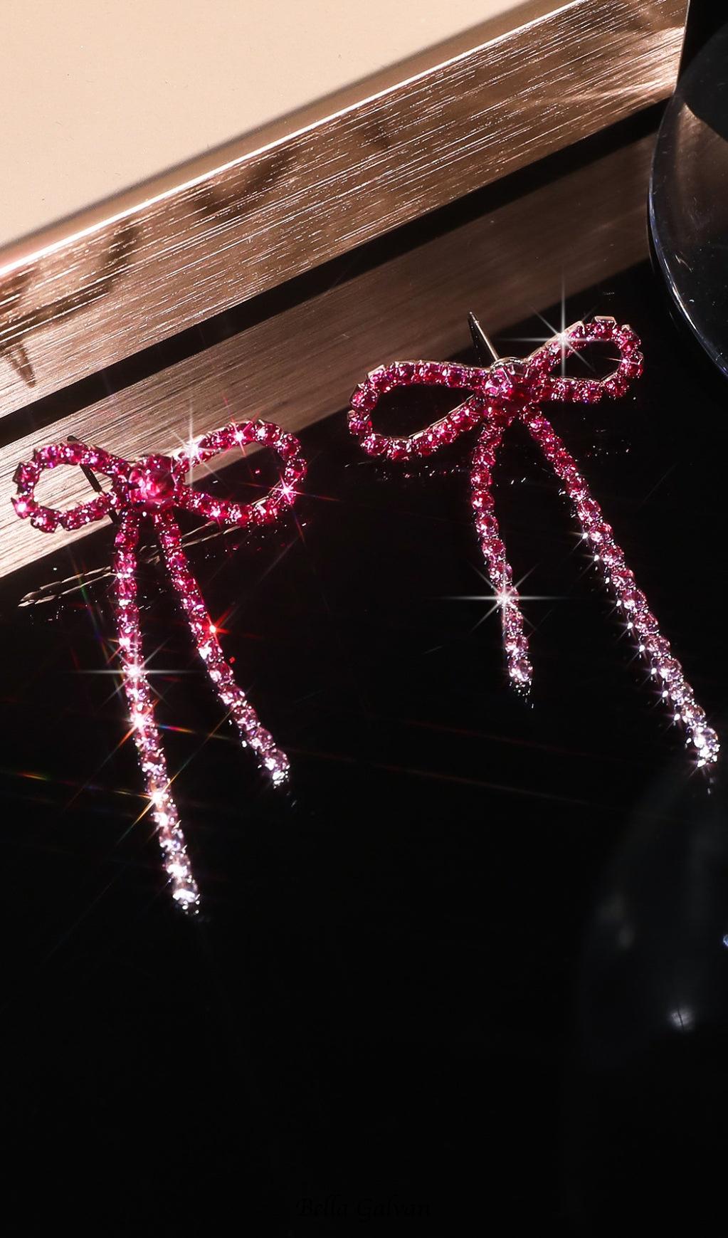 Flowering Girl Women Danelle Rhinestone Bow Earrings