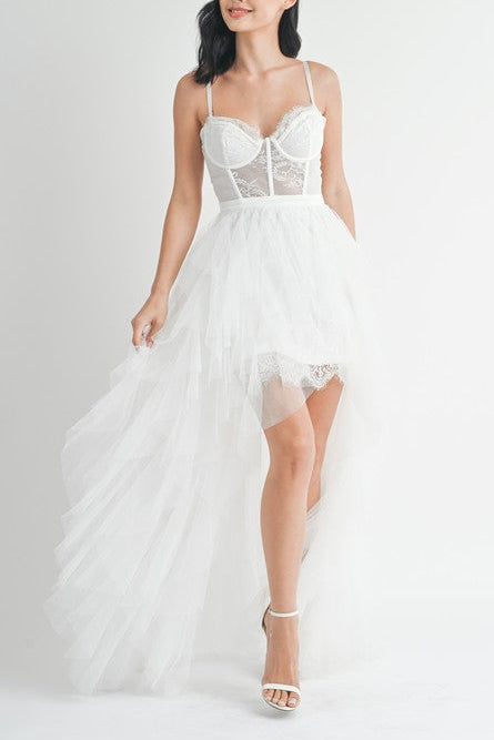 Flowering Girl Women Forever Love Tulle Maxi Dress - White