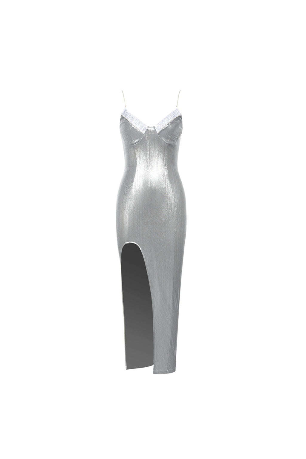 Flowering Girl Women Strappy split midi dress in silver