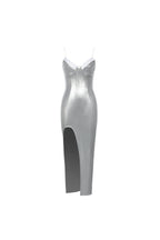 Flowering Girl Women Strappy split midi dress in silver