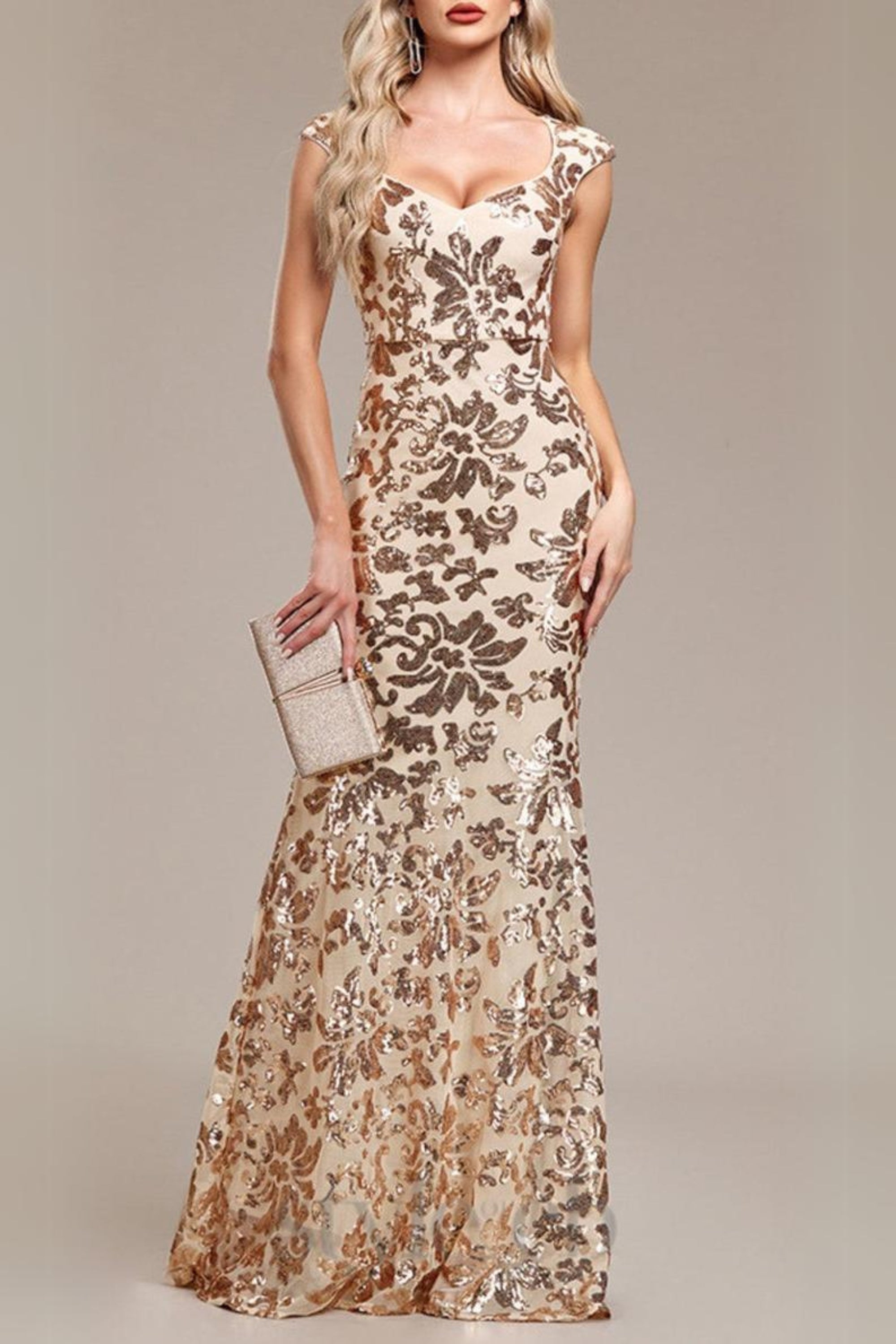 Flowering Girl Women Arzilla Sequin Gown In Gold