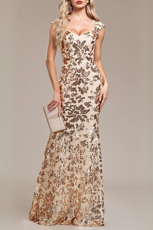 Flowering Girl Women Arzilla Sequin Gown In Gold