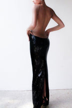 Flowering Girl Women Glitter Cutout Maxi Dress In Black