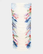 shirley white Off-Shoulder floral print Ruched Top skirt set