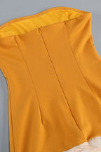 Nodin Strapless Dot Mesh Maxi Dress in orange