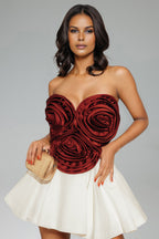 Flowering Girl Women Neela Flower Strapless Waist Mini Dress