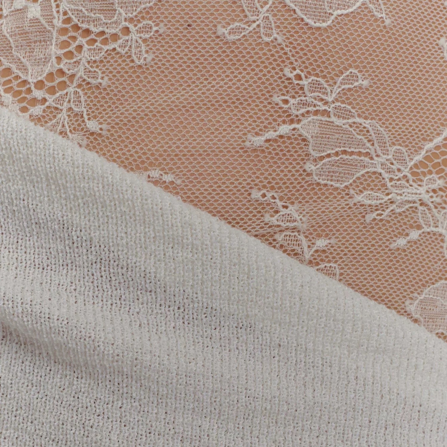 White Lace Strapless Spliced Knitted Mini Dress