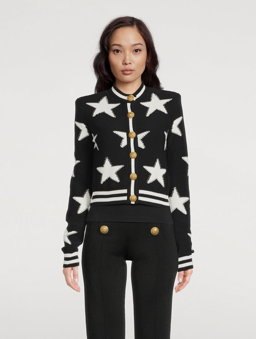 Flowering Girl Women Star Jacquard black Cardigan