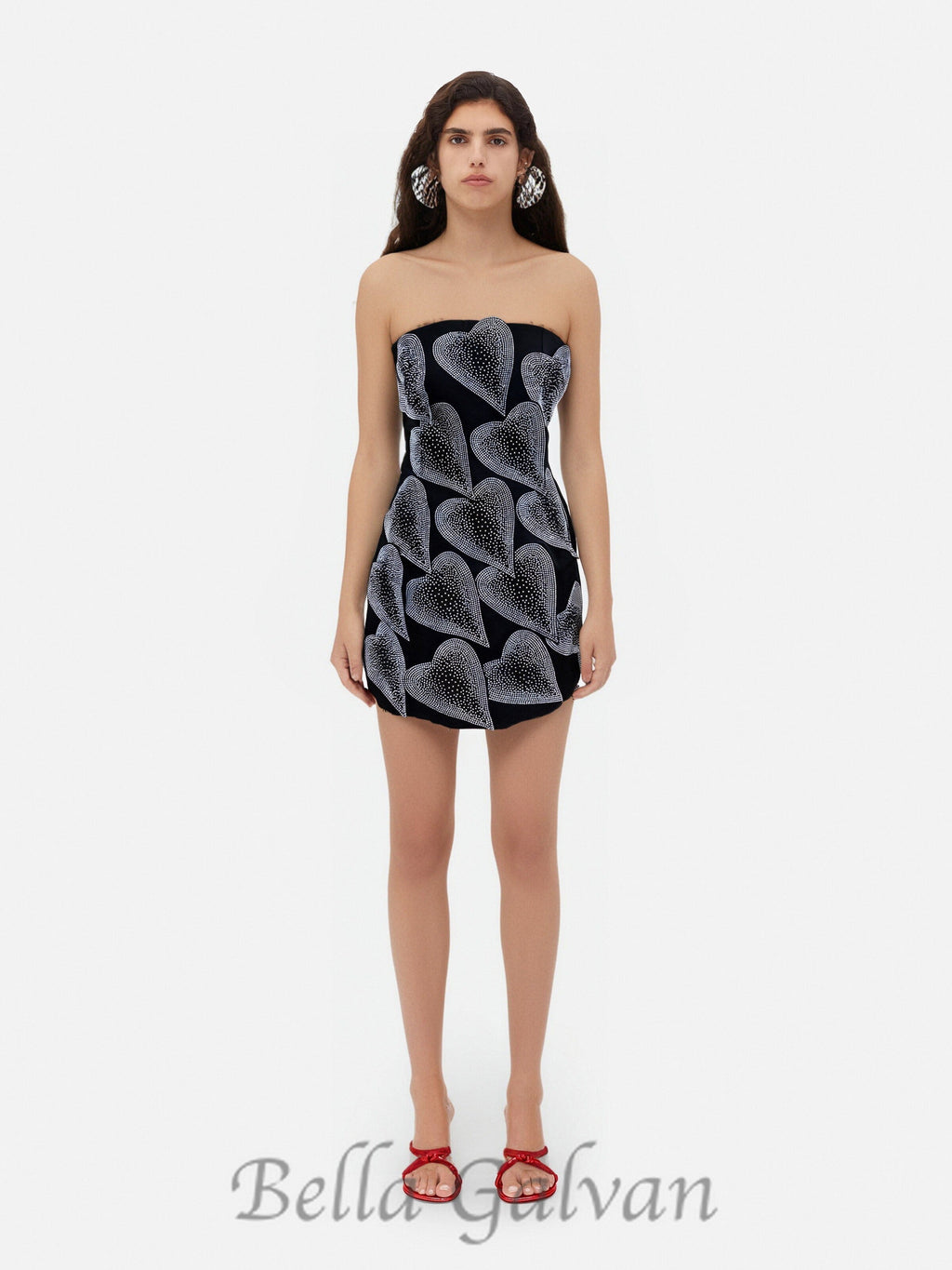 Flowering Girl Women crystal leaf embellished mini dress in black