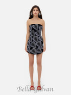 Flowering Girl Women crystal leaf embellished mini dress in black